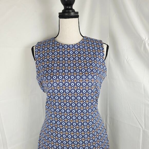 J.McLaughlin Dress Women XS Blue Geometric Sleeveless Rayon Blend Shift Sheath - Picture 3 of 11
